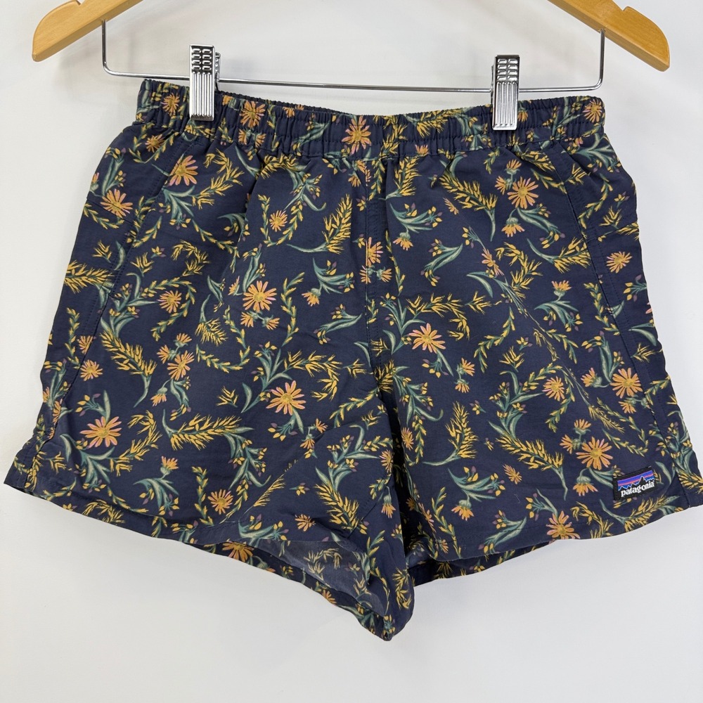 Patagonia Baggies Shorts Women XS Navy Floral 57058 Summer Night Navy 5" Inseam